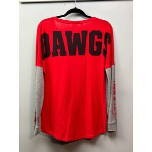 PINK Victoria's Secret Dawgs Long Sleeve T Shirt Top S‎ UGA 85 Gray Red